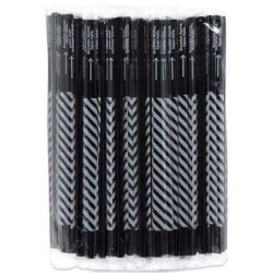 Siyah Frozen Plastik Pipet Jelatin Sargılı 8mm x 24 cm 100 lü