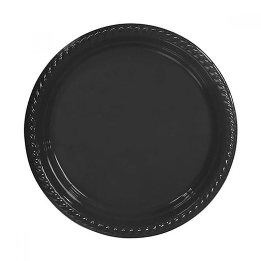Siyah Plastik Tabak 22 cm 5 Adet