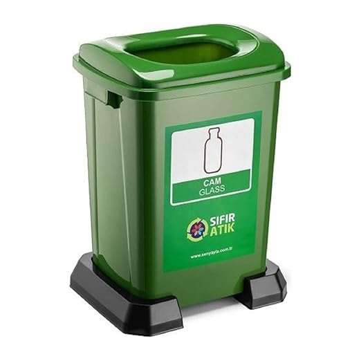 Sıfır Atık Geri Dönüşüm Çöp Kutusu Kovası 70 lt Yeşil Cam Atıkları