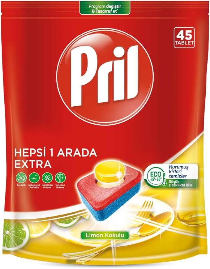 Pril Hepsi Bir Arada Extra Tablet Bulaşık Deterjanı 45 Yıkama 1 x 45 tablet