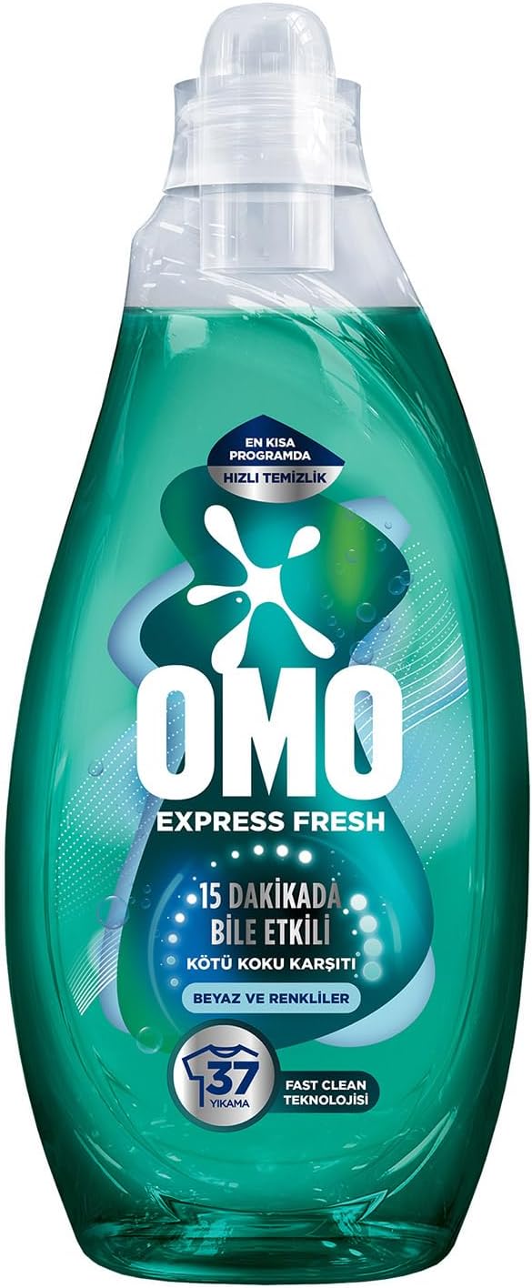 OMO Express Fresh Kötü Koku Karşıtı Beyaz ve Renkliler Sıvı Çamaşır Deterjanı, 1480 ml