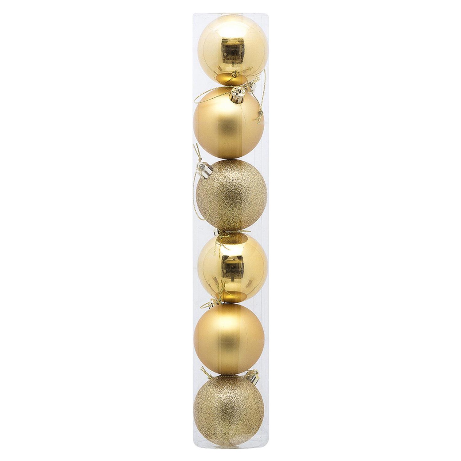 Yılbaşı Ağacı Süsleri 4 cm ALTIN GOLD Top Süs 6 lı Paket ALTIN GOLD Yeni Yıl Süsleri