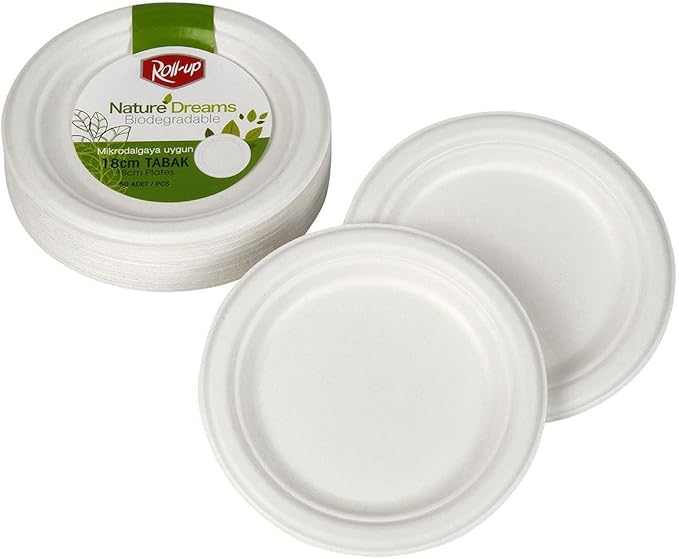 Roll-Up Nature Ekolojik Karton Kağıt Parti Tek Kullanımlık Tabak - 22 Cm. - 50 Adetlik 1 Paket
